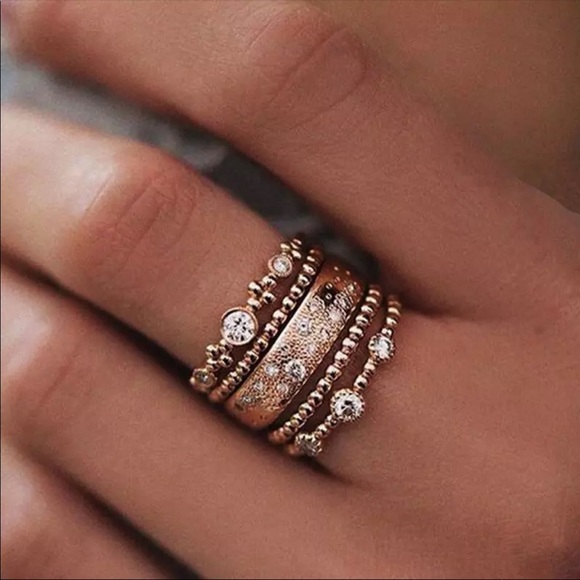 Jewelry - 5Pcs\set Cute Chic Style Bright Rhinestone Rings